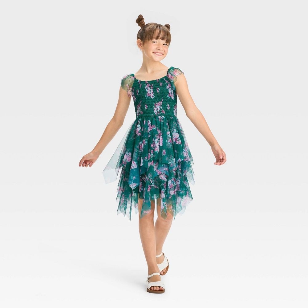 NWT Zenzi tiered mesh smocked bodice cap sleeve dress